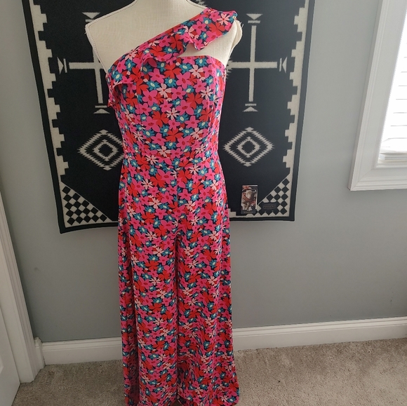 Molly Bracken Pants - 💐NWT Molly Bracken Brand Floral Print One Shoulder Jumpsuit, Small
